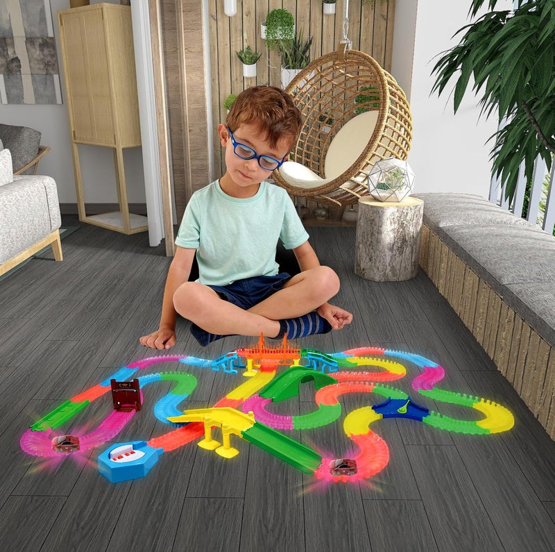 Mindscope Twister Tracks Mega Set Neon Glow in The Dark Flexible Track System with 547 Pieces Over 25 Feet of Track & Accessories - Image 3